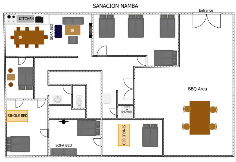 Sanacion Namba 難波千日前の5Ldk120平米 駅徒歩2分 広々バルコニーでバーベキューも可能 Διαμέρισμα Οσάκα Εξωτερικό φωτογραφία
